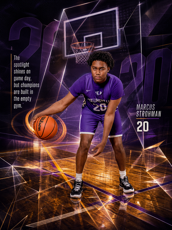 Personalized basketball poster created from an athlete photo