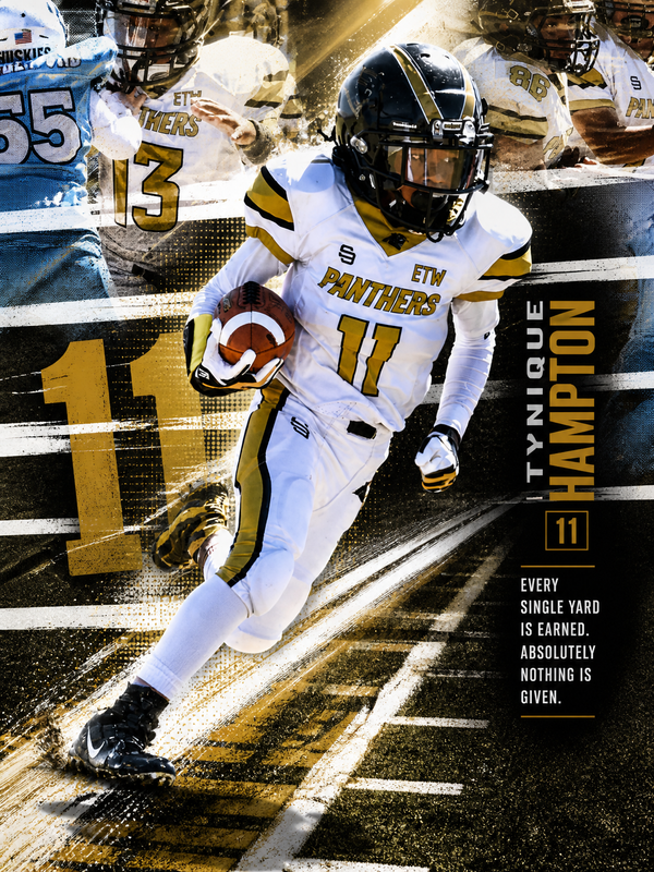 Personalized football poster created from an athlete photo